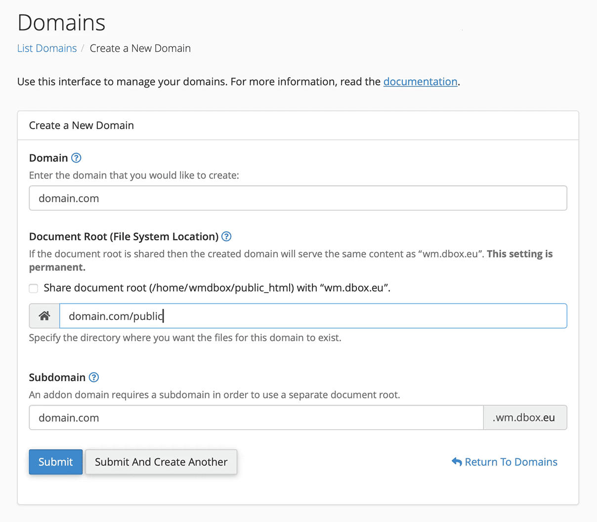 Adding a domain name to hosting