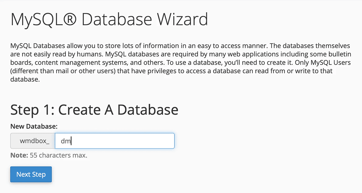 Creating a database