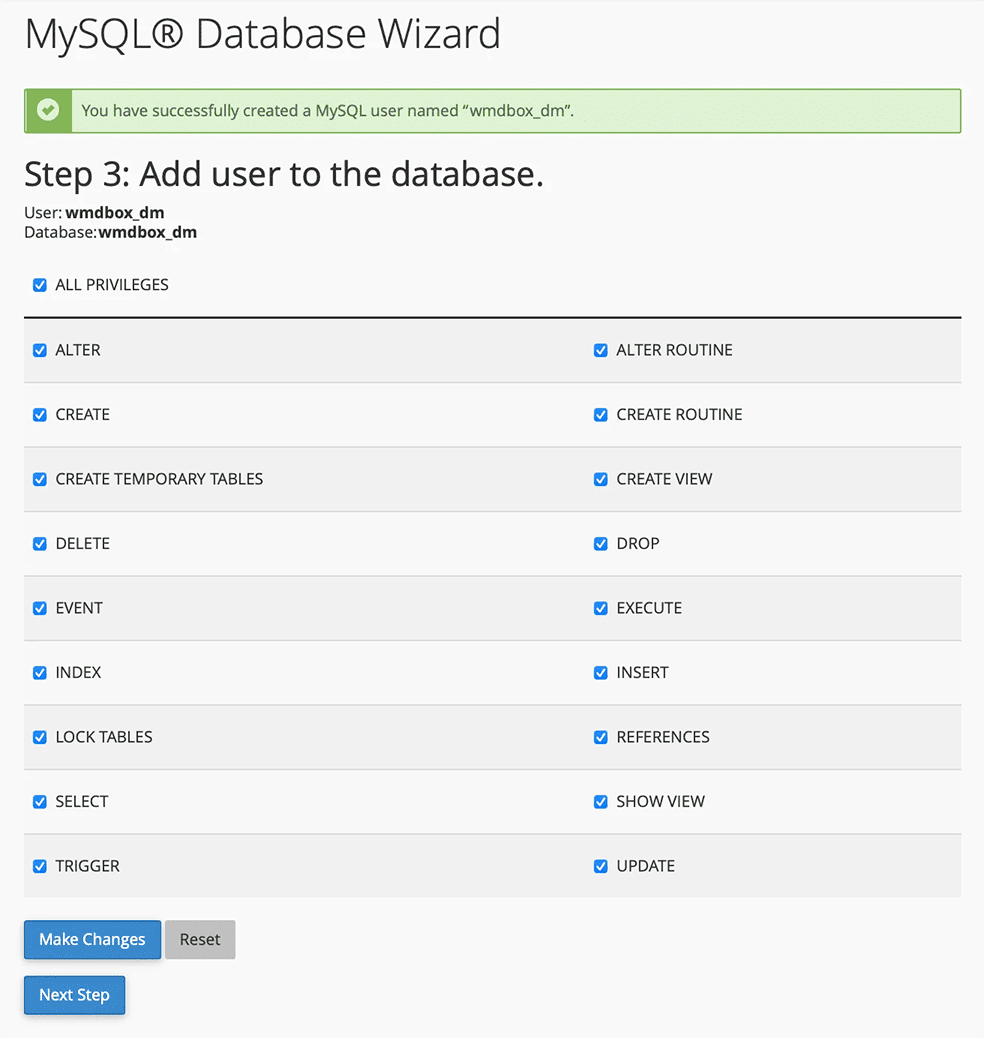 Setting database administrator privileges